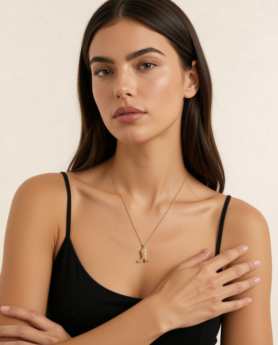 LOULU Western Cowboy Boot Necklace