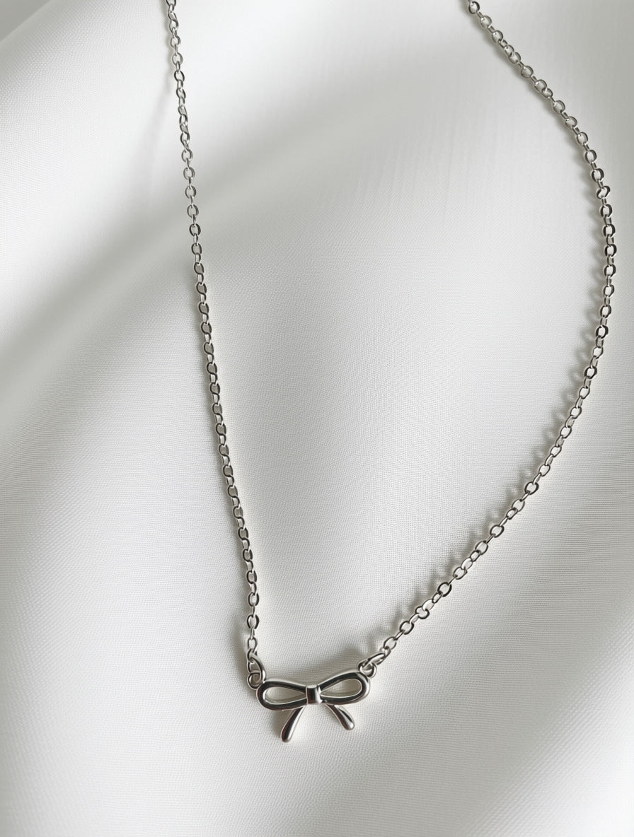 Sterling Silver Bow Pendant Necklace