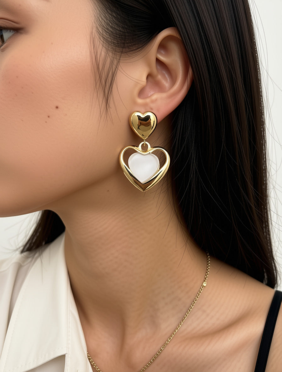 Elegant Heart Shaped Drop Earrings