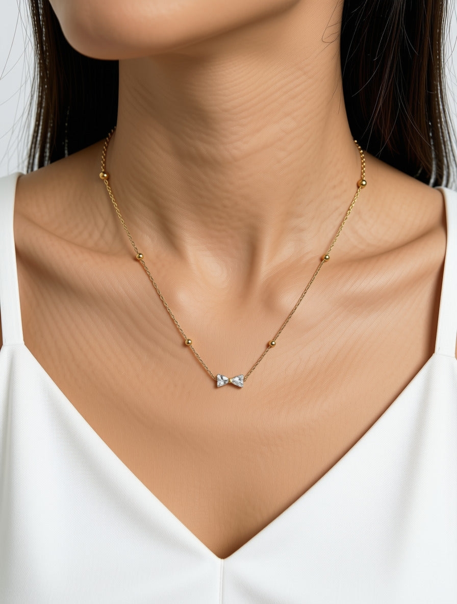 Loulu 14K Gold plated heart cherry necklace