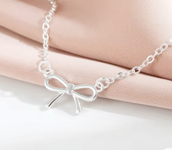 Sterling Silver Bow Pendant Necklace