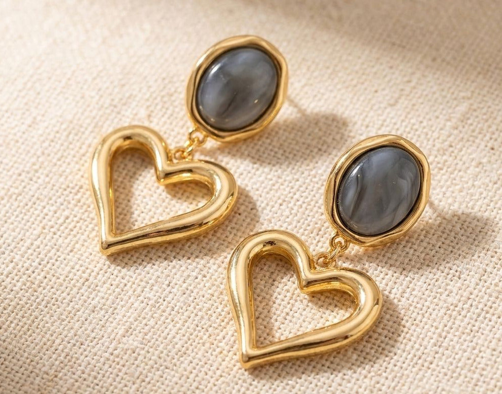 Elegant Heart Shaped Drop Earrings