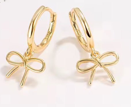 Gold Geometric Bow Hoop Earrings