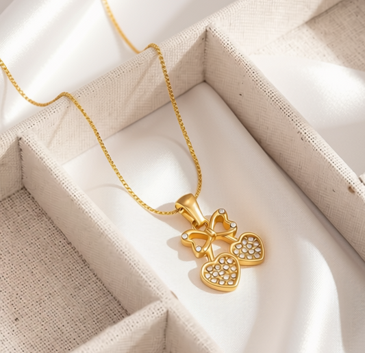 Loulu 14K Gold plated heart cherry necklace