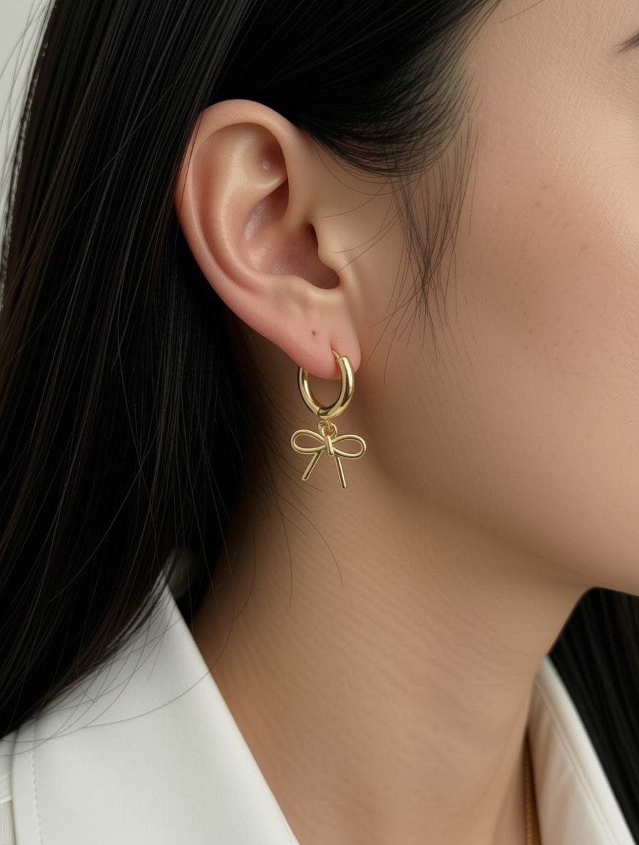 Gold Geometric Bow Hoop Earrings