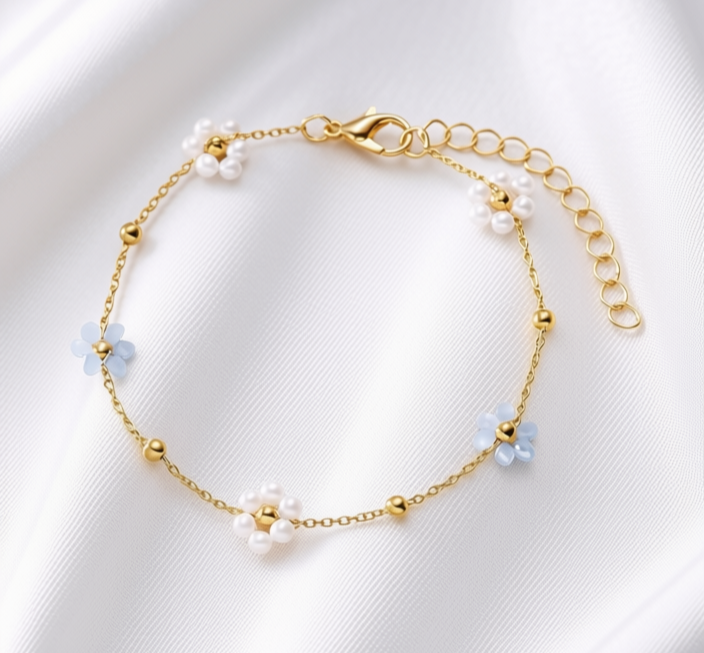Loulu Flower & Pearl Beaded Bracelet