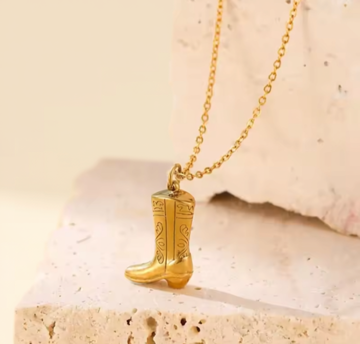 Cowgirl Boot Pendant Necklace