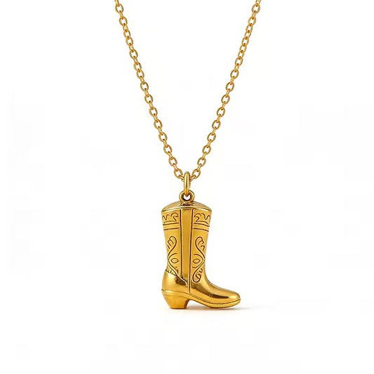 Cowgirl Boot Pendant Necklace