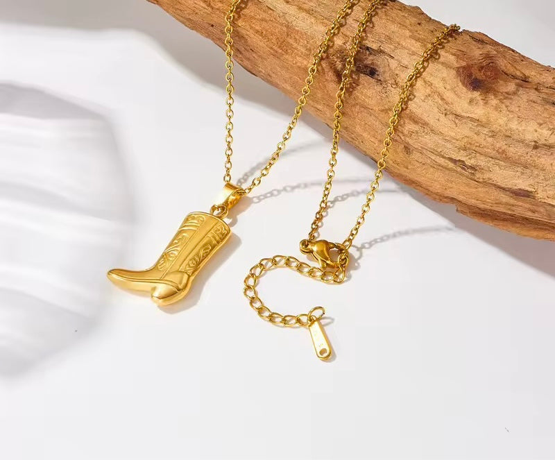 LOULU Western Cowboy Boot Necklace